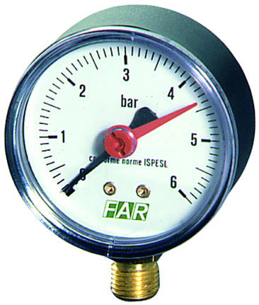 Манометр 1/4" (радиальное соед.) , 0-10 бар, - 20-80 °C, O 63 мм