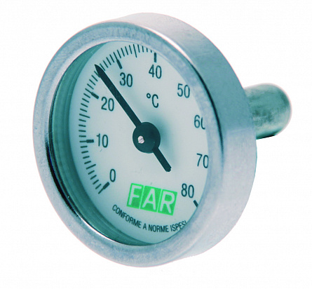 Термометр биметаллический (без фиксатора) д/шаров.кранов, 0-80С