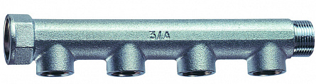 Коллектор 1”1/4 (ВР-НР) с 4 отводами ВР 1/2”, межосевое 50 мм